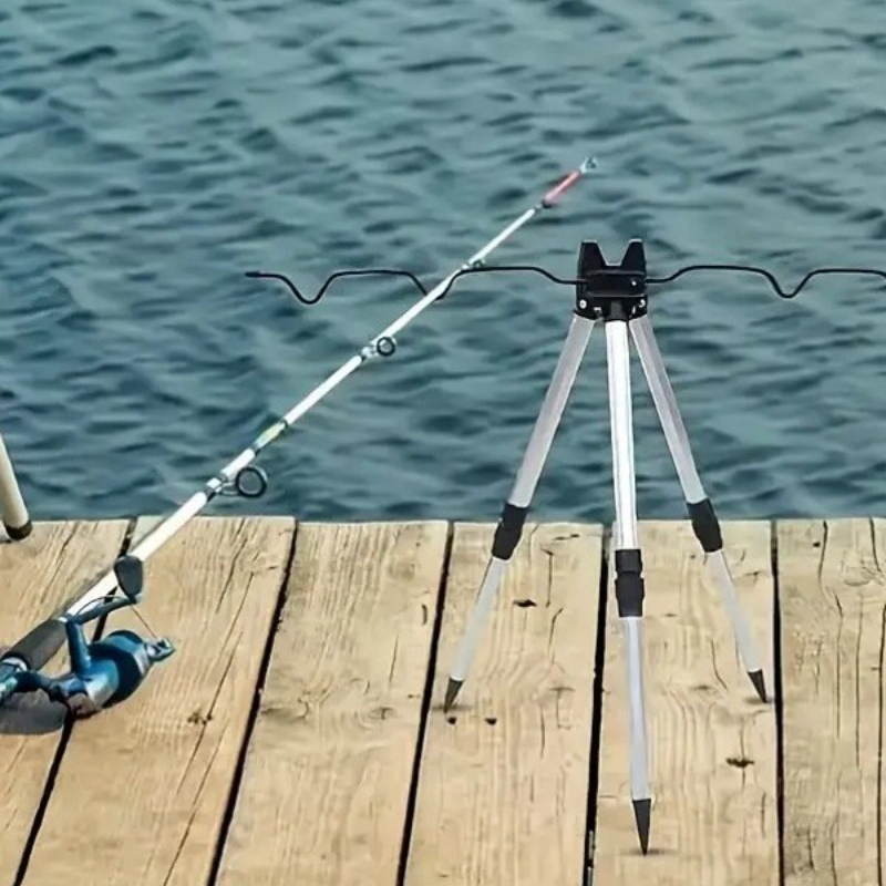 Telescopic Fishing Rod - ชุดอุปกรณ์ตกปลา 1 ชุด ขาตั้งคันเบ็ดแบบยืดหดได้ ทำจากอลูมิเนียมอัลลอยด์ รูปทรงสามเหลี่ยม