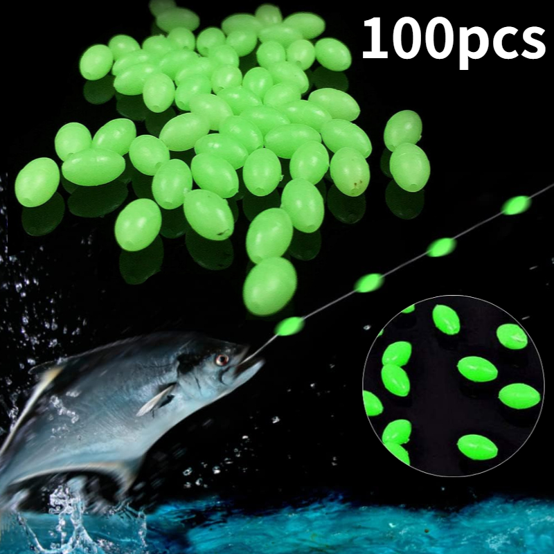 Night Float Fishing - 100 ชิ้น/ล็อตรูปไข่ Night Luminous ลูกปัดตกปลาเรืองแสงตกปลาทะเลเหยื่อล่อลอยลูกปัดตกปลาเครื่องมือสําหรับ RIG
