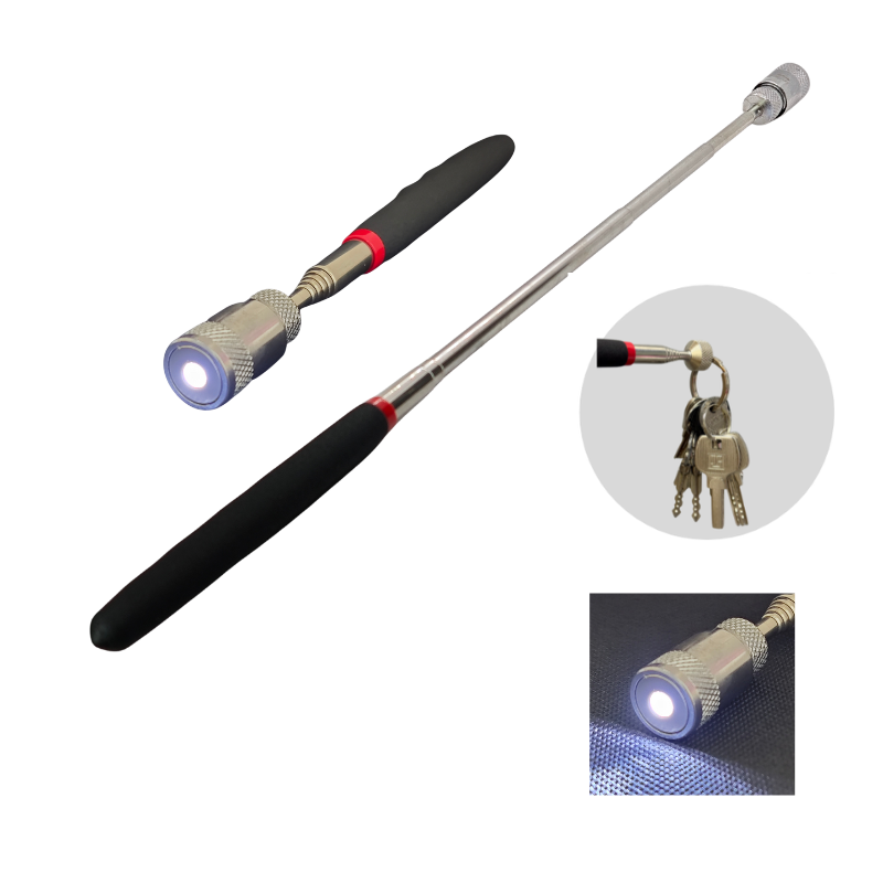 Telescopic Fishing Rod - เครื่องมือแม่เหล็กแบบพกพา 1 ชิ้น ปากกาแม่เหล็กแบบยืดหดได้ พร้อมไฟ LED