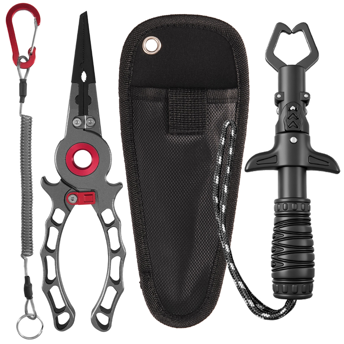 Fishing Equipment Set - ชุดคีมจับปลาอเนกประสงค์ อลูมิเนียมอัลลอยด์ สำหรับตกปลาแบบสปินนิ่ง/แคสติ้ง พร้อมอุปกรณ์จับปากปลา