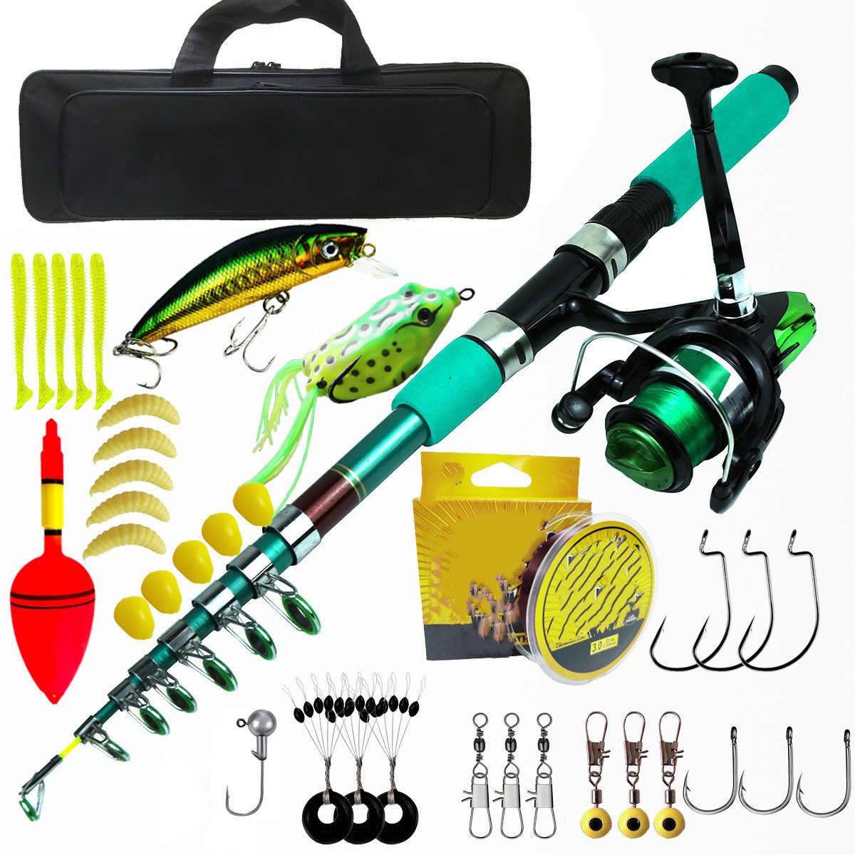 ชุดคันเบ็ดตกปลาแบบพกพา น้ำหนัก - Telescopic Fishing Rod บทวิจารณ์และราคา